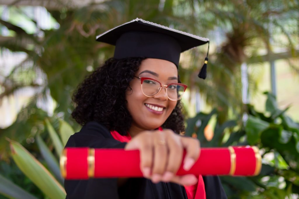 Graduate celebrating completion of a dual degree program
